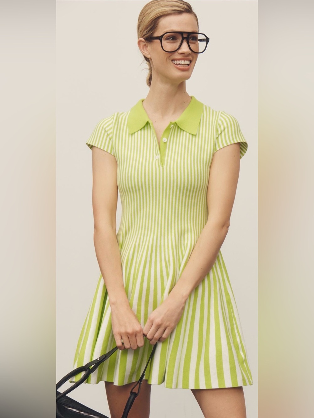 Mare Mare Short-Sleeve Polo Fit and Flare Sweater Mini Dress
